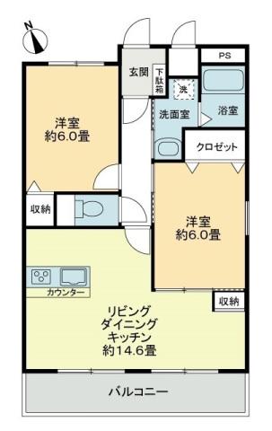 OKAマンション(2LDK/3階)の間取り写真