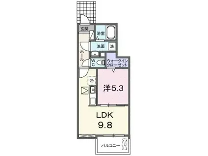 シャーロック 1LDK(1LDK/1階)の間取り写真