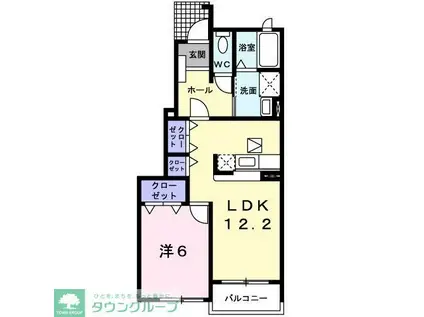 アンソレイエIII(1LDK/1階)の間取り写真