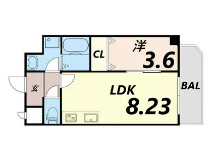 MAISON PREMIER VI(1LDK/8階)の間取り写真