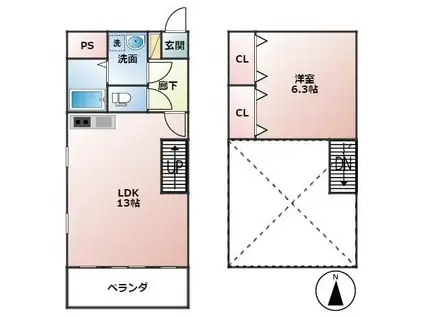 リューレント河原町(1LDK/10階)の間取り写真