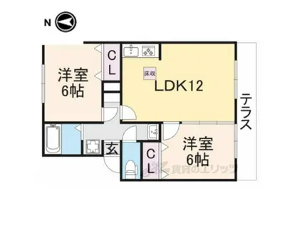 レークハイツ伊庭Ⅱ(2LDK/2階)の間取り写真