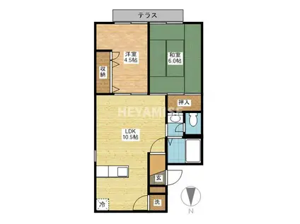 サンライトもとがま(2LDK/2階)の間取り写真