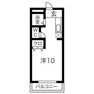 青柳ヒルズ(ワンルーム/2階)の間取り写真