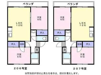 レークハイツ伊庭Ⅱ(2LDK/2階)の間取り写真