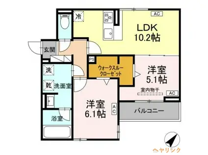 ルサンティエ一社(2LDK/3階)の間取り写真