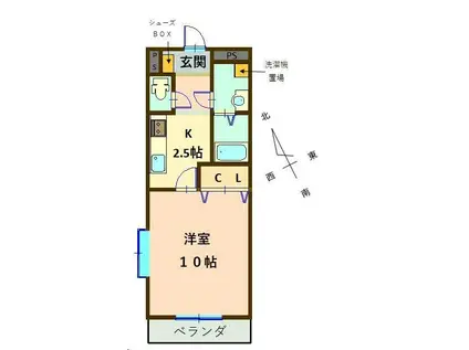 ハイツ幸知(1K/2階)の間取り写真
