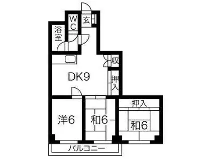NTビル白壁(3DK/3階)の間取り写真