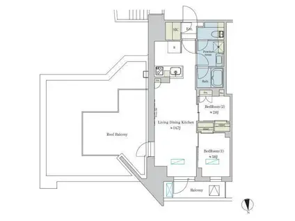 BRILLIA IST 浅草(2LDK/15階)の間取り写真