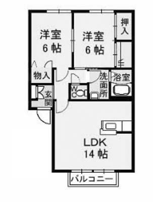 フレグランスみぶB(2LDK/2階)の間取り写真