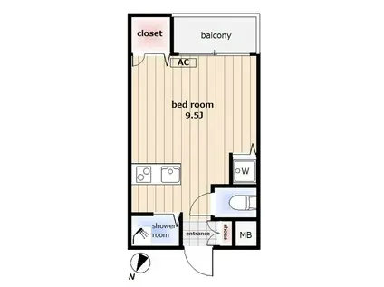 LESSORBIERS 東中野(ワンルーム/1階)の間取り写真