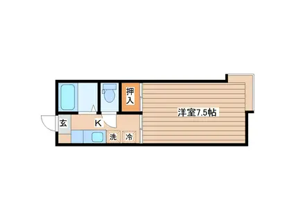 ホワイトファミール長町南(1K/2階)の間取り写真