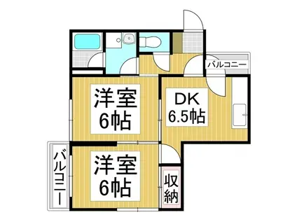 ハイツウィング金子(2DK/3階)の間取り写真