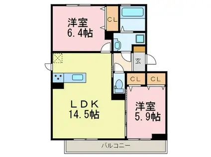コート・ド・メール(2LDK/2階)の間取り写真