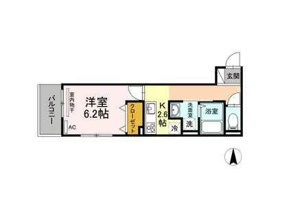 リッツレジデンスA棟(1K/2階)の間取り写真