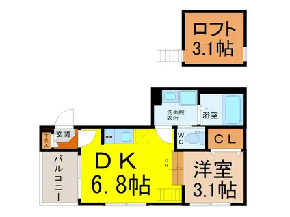 ハーモニーテラス大宝I(1DK/1階)の間取り写真