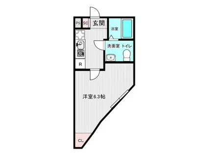 アリストコートII(1K/1階)の間取り写真