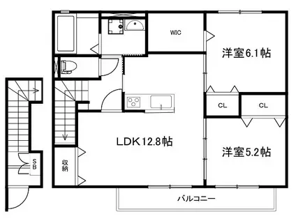 アムール京都梅小路(2LDK/2階)の間取り写真
