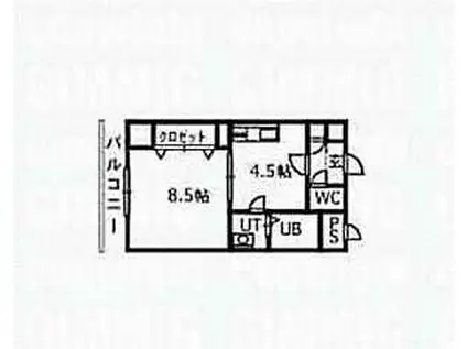 ジュマ旭ヶ丘(1DK/6階)の間取り写真