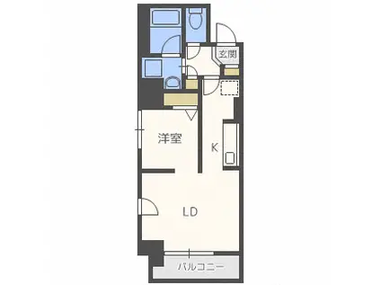 ティアラマイプラザ(1LDK/9階)の間取り写真
