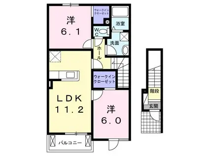カーサ・ステラ A棟(2LDK/2階)の間取り写真