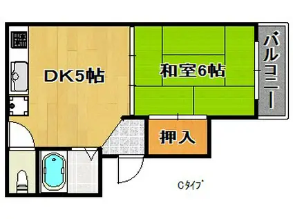 シャンブルF(1DK/3階)の間取り写真