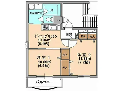 プロージェ・シャイン中島(2DK/1階)の間取り写真