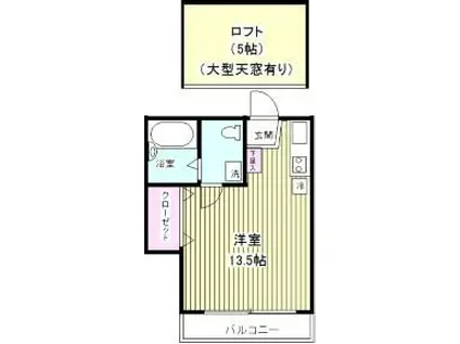 ブランカーセ(ワンルーム/2階)の間取り写真