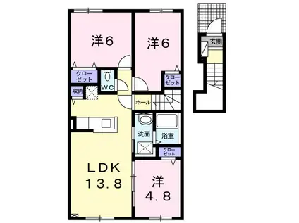 ARIES(3LDK/2階)の間取り写真