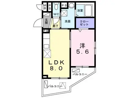 ALIVIO(1LDK/1階)の間取り写真