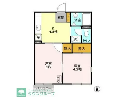 レジデンス堤(2K/2階)の間取り写真