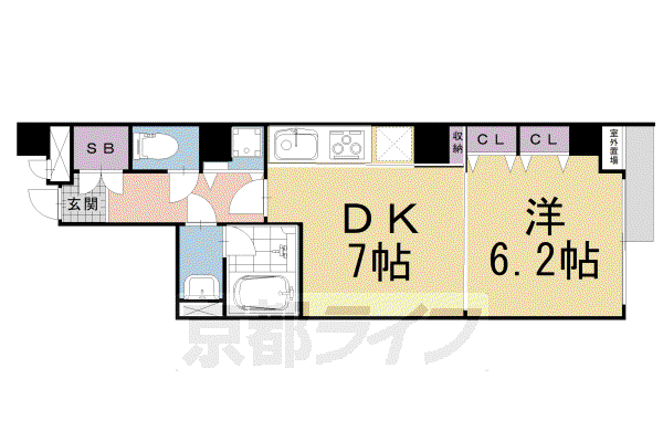 CASA RYOKOII(1DK/2階)の間取り写真