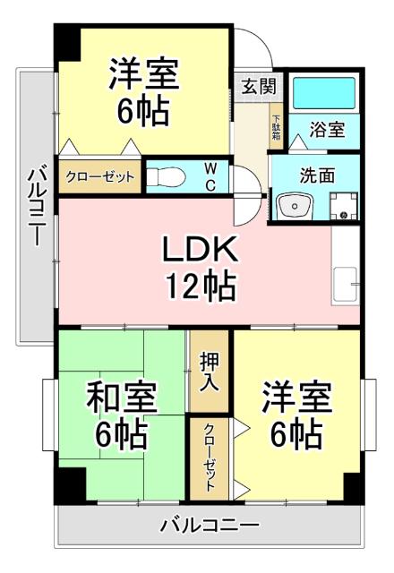 エクセレントリッチ伊崎(3LDK/4階)の間取り写真