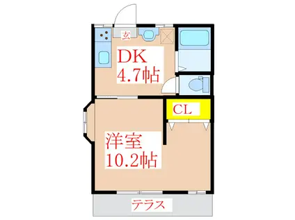 キャピタルハイツ(1DK/1階)の間取り写真