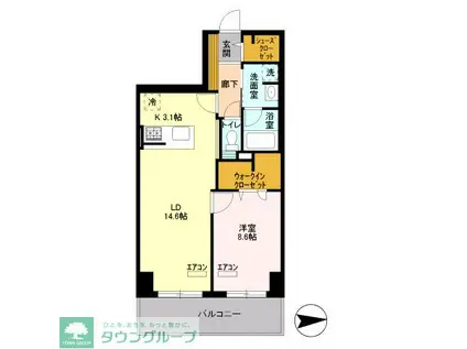 ロイヤルパークスシーサー(1LDK/8階)の間取り写真