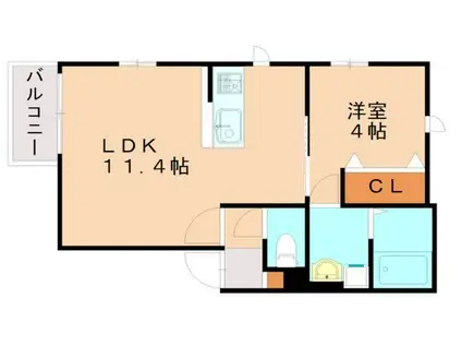 アネシス博多(1LDK/1階)の間取り写真