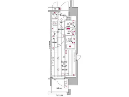 ガーラ・グランディ五反田(1K/6階)の間取り写真