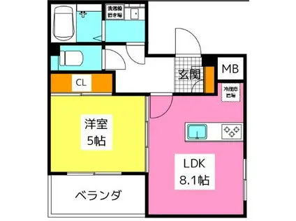 K&Y長住 RESIDENCE(1LDK/3階)の間取り写真