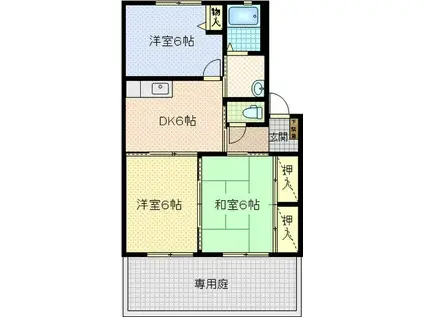 ウッド・オータムB(3DK/1階)の間取り写真