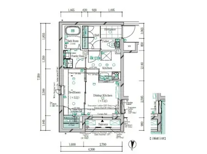 ガリシア千鳥町II(1LDK/1階)の間取り写真
