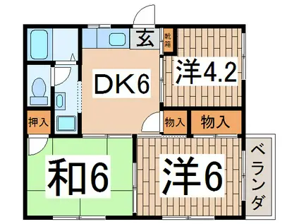 YKハイム(3DK/2階)の間取り写真