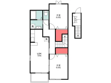 ブルームB(2LDK/2階)の間取り写真