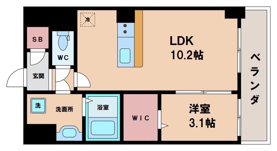 ベルンガーデン林寺(1LDK/5階)の間取り写真