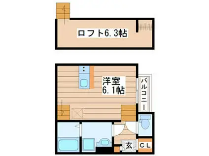 ユナプレイス弓ノ町(ワンルーム/1階)の間取り写真