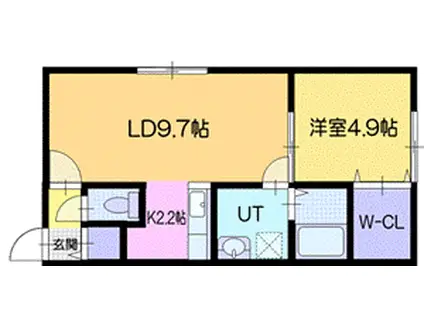 ガウディ(1LDK/2階)の間取り写真