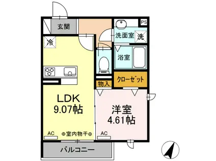 GLANZ(1LDK/3階)の間取り写真