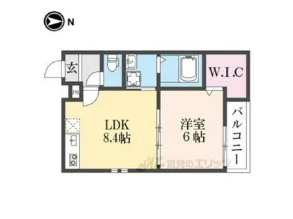 フジパレス花園中央公園南1番館(1LDK/2階)の間取り写真