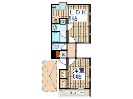 ラ リビェール鵜の木(1LDK/2階)の間取り写真