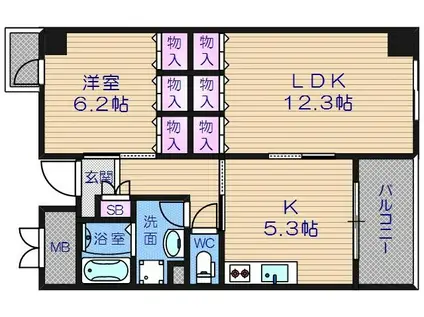 レプリオ阿倍野(1LDK/3階)の間取り写真