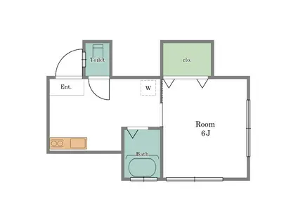 みどりコーポ(1DK/2階)の間取り写真